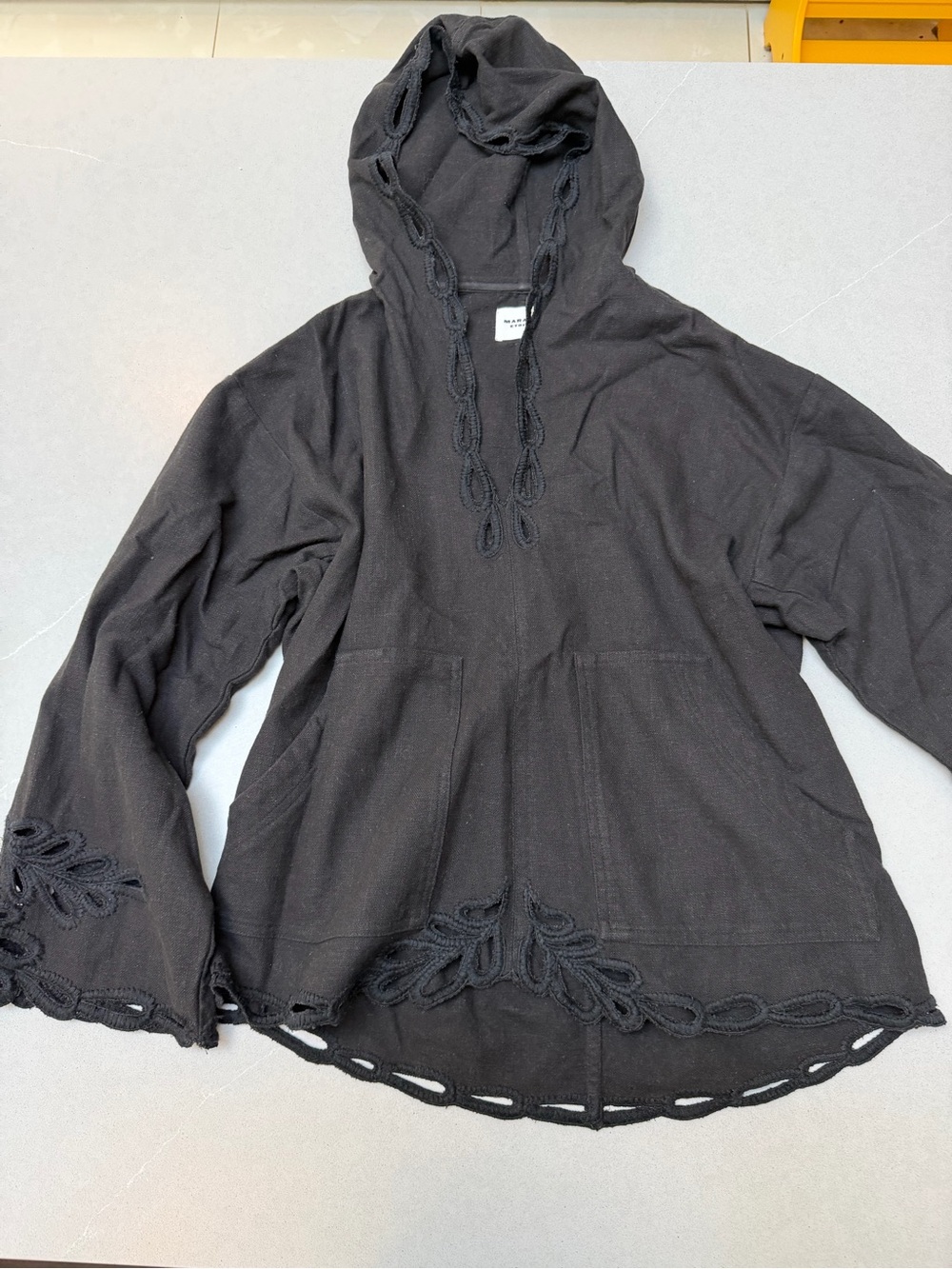 Isabel Marant Etoile Black Hooded Jacket with Crochet Trim